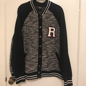 Rebel Wilson for Torrid letterman bomber jacket